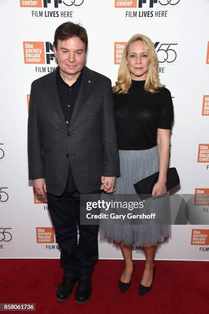Mike Myers and Kelly Tisdale attend the screening of "Spielberg" during the 55th New York Film Festival at Alice Tully Hall on October 5, 2017 in New...