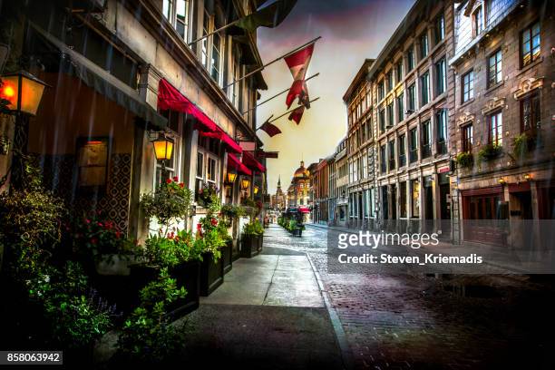 old montreal - st. paul street - montréal stock pictures, royalty-free photos & images