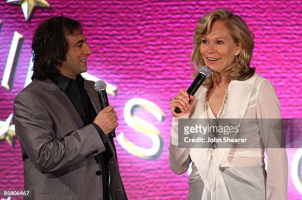 Director Joshua Newton and Brenda Siemer-Scheider speak during Smiles from the Stars: A Tribute to the Life and Work of Roy Scheider at The Beverly...