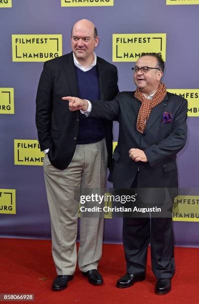 John Carroll Lynch and Albert Wiederspiel attend the premiere of 'Lucky' during the opening night of Hamburg Film Festival 2017 at Cinemaxx Dammtor...