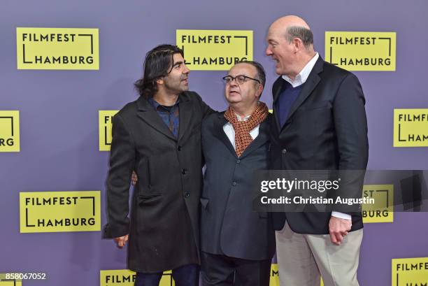 Fatih Akin , Albert Wiederspiel and John Carroll Lynch attend the premiere of 'Lucky' during the opening night of Hamburg Film Festival 2017 at...