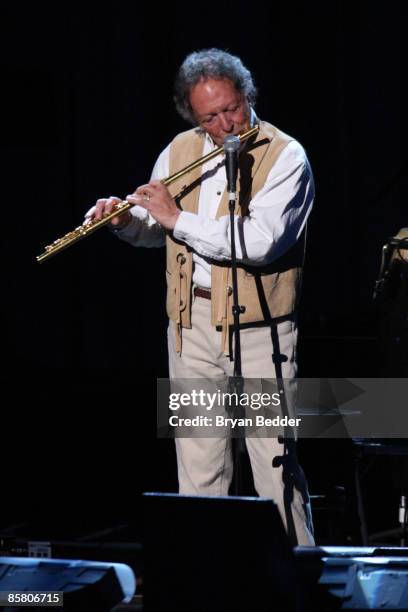 Musician Paul Horn performs at the David Lynch Foundation "Change Begins Within" show at Radio City Music Hall on April 4, 2009 in New York City.