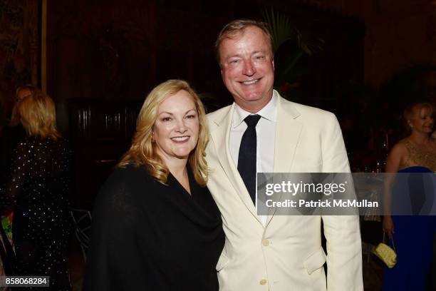 Patricia Hearst Shaw and Paul Beirne attend Hearst Castle Preservation Foundation Benefit Weekend "James Bond 007 Costume Gala" at Hearst Castle on...