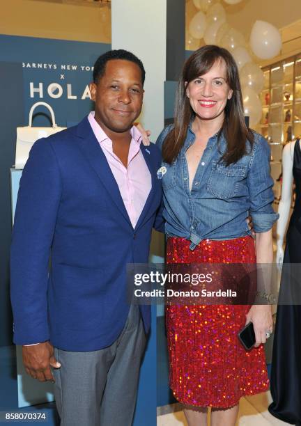 Chair Committee Tony Brown and CEO of Barneys New York Daniella Vitale attend a Cocktail Event in support of HOLA: Heart of Los Angeles hosted by...