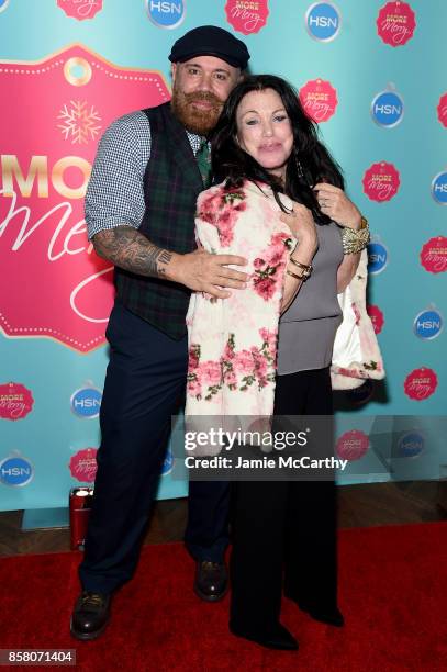 Chris Nicola and Adrienne Landau attend the HSN 2017 Holiday Cocktail Party at KOLA House on October 5, 2017 in New York City.