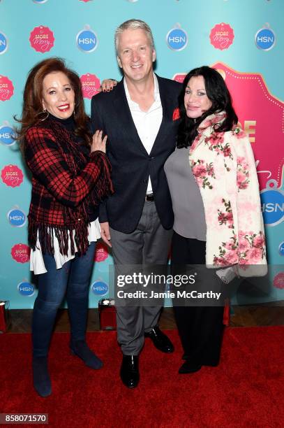 Diane Gilman, Bill Brand, and Adrienne Landau attend the HSN 2017 Holiday Cocktail Party at KOLA House on October 5, 2017 in New York City.