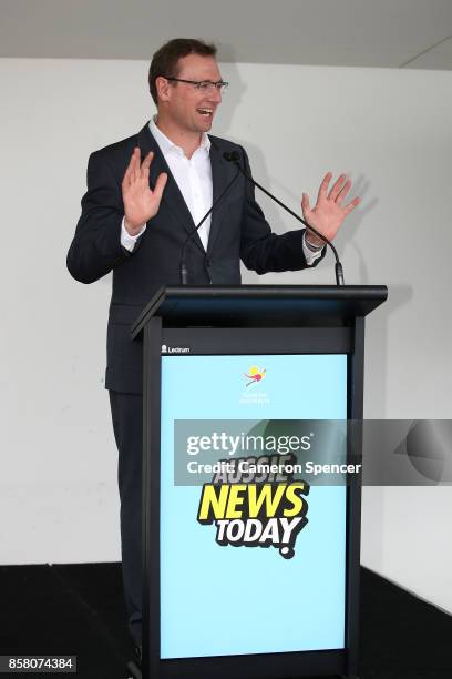 Managing Director of Tourism Australia, John O'Sullivan speaks at the launch of Aussie News Today, as part of Tourism Australia's new youth campaign...