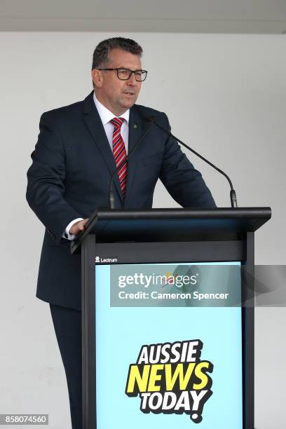 Assistant Minister of Trade, Tourism and Investment, Hon Keith Pitt speaks at the launch of Aussie News Today, as part of Tourism Australia's new...