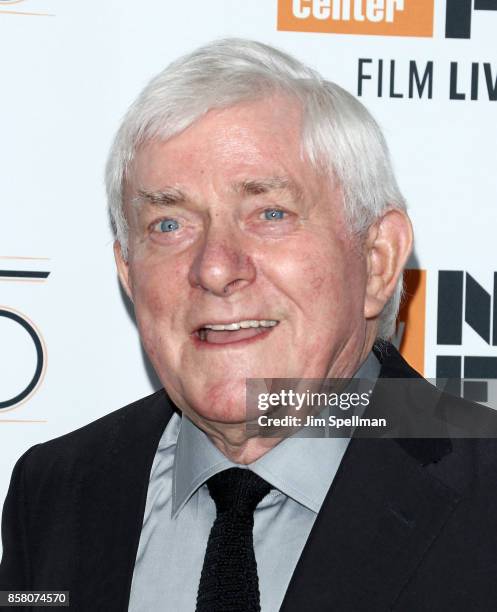 Personality Phil Donahue attends the 55th New York Film Festival "Spielberg" premiere at Alice Tully Hall on October 5, 2017 in New York City.