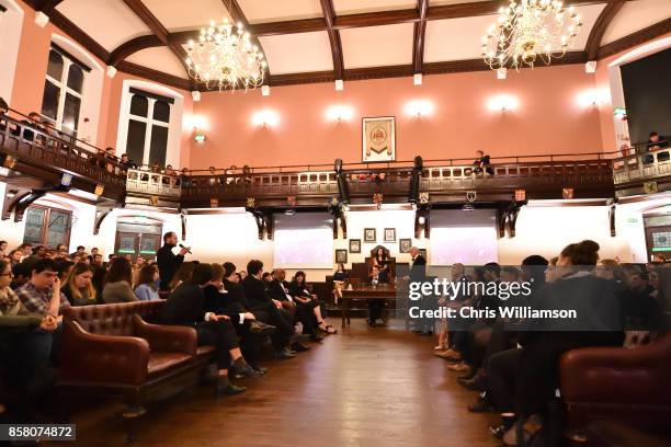 The Rt Hon Andrew Mitchell MP addresses new students at The Cambridge Union on October 5, 2017 in Cambridge, Cambridgeshire.