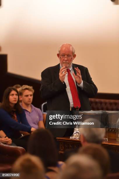 The Rt Hon Charles Clarke addresses new students at The Cambridge Union on October 5, 2017 in Cambridge, Cambridgeshire.