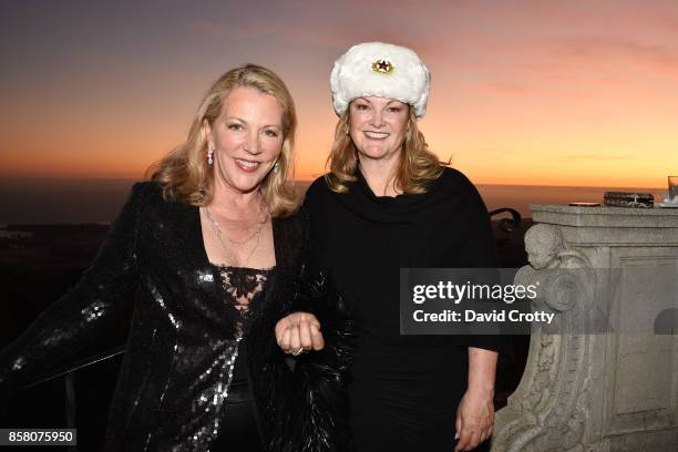 Suzanne Tucker and Patricia Hearst Shaw attend Hearst Castle Preservation Foundation Benefit Weekend "James Bond 007 Costume Gala" at Hearst Castle...