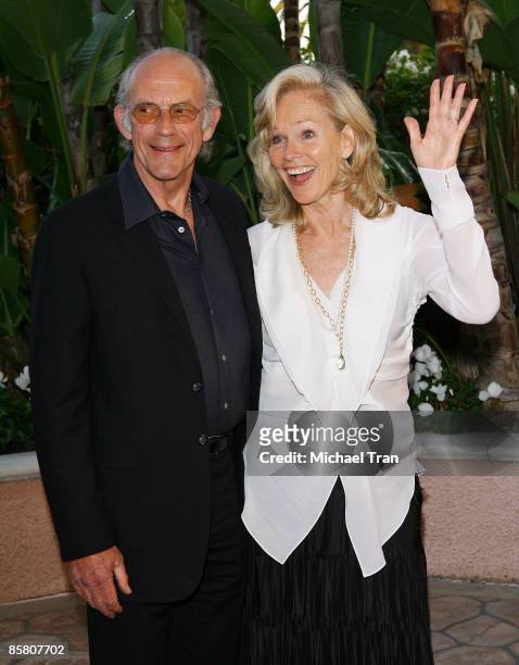 Actor Christopher Lloyd and Brenda Siemer-Scheider arrive to "A Tribute to Roy Scheider" held at The Beverly Hills Hotel on April 4, 2009 in Beverly...