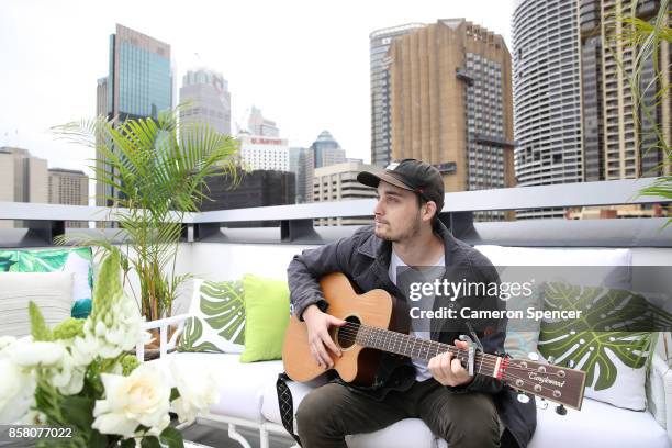 Musician Jake Howden performs at the launch of Aussie News Today, as part of Tourism Australia's new youth campaign on October 6, 2017 in Sydney,...