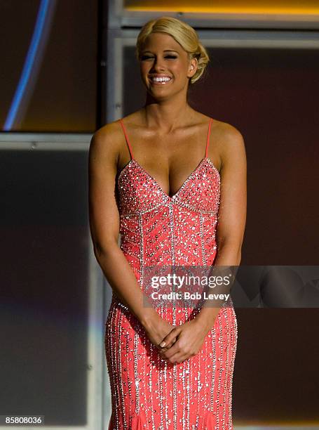 Diva Kelly Kelly attends the 25th Anniversary of WrestleMania's WWE Hall of Fame at the Toyota Center on April 4, 2009 in Houston, Texas.