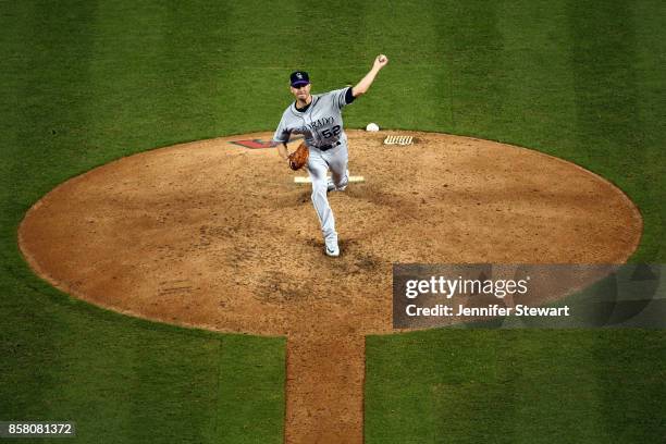 Chris Rusin of the Colorado Rockies pitches during the National League Wild Card game against the Arizona Diamondbacks at Chase Field on Wednesday,...