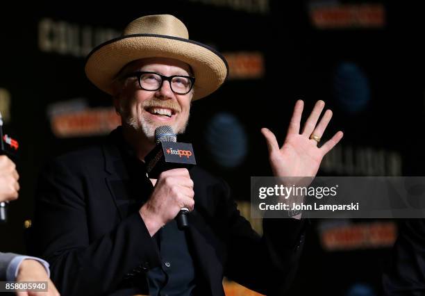 Adam Savage speaks during the Star Talk Radio panel during the 2017 New York Comic Con - Day 1 on October 5, 2017 in New York City.