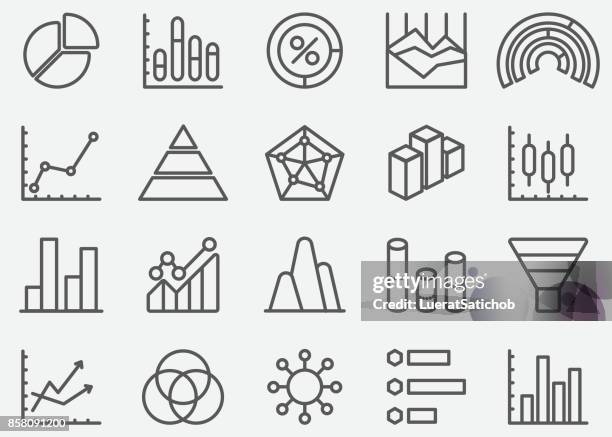 business-grafik und diagramm linie symbole - alphabetische reihenfolge stock-grafiken, -clipart, -cartoons und -symbole