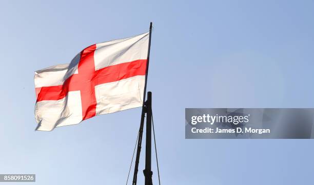 Flag of England in the sky on a sunny day at Bristol, England in August 5th 2017