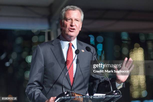 New York City Mayor Bill de Blasio attends the 2017 Brooklyn Bridge Park Conservancy Brooklyn Black Tie Ball at Pier 2 at Brooklyn Bridge Park on...