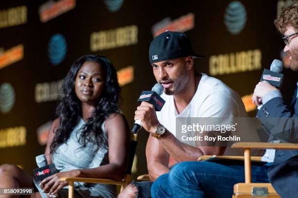 Yetide Badaki and discuss "American Gods" during 2017 New York Comic Con - Day 1 on October 5, 2017 in New York City.
