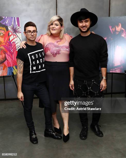 Christian Siriano, Nicolette Mason and Brad Walsh attend Brad Walsh "Antiglot" performance and album release party at Pier 59 Studios on October 5,...