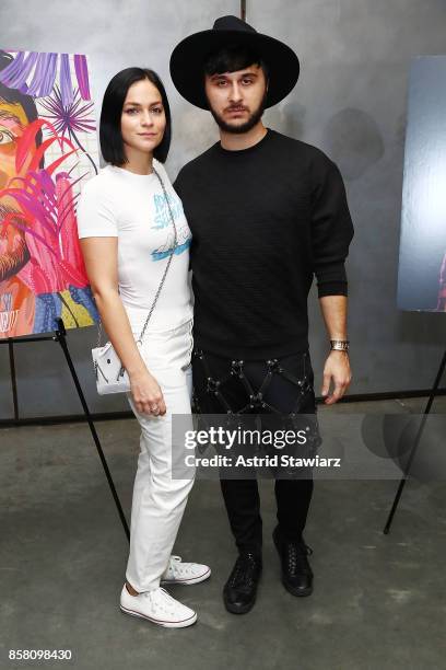 Leigh Lezark and Brad Walsh attend Brad Walsh "Antiglot" performance and album release party at Pier 59 Studios on October 5, 2017 in New York City.