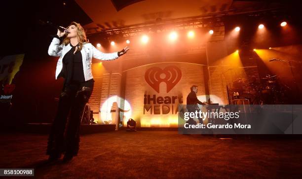 Shania Twain performs at a dinner party hosted by iHeartMedia during the ANA Masters of Marketing annual conference on October 5, 2017 in Orlando,...