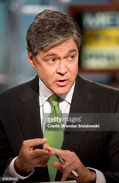 John Harwood, Chief Washington Correspondent for CNBC, speaks during a live taping of "Meet the Press" at NBC studios April 5, 2009 in Washington,...