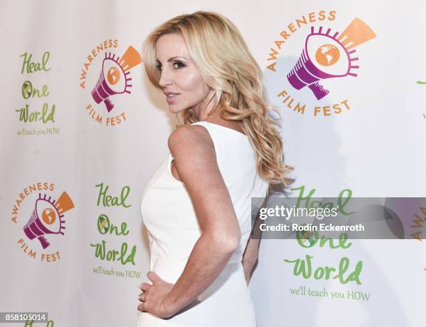 Camille Grammer attends the 2017 Awareness Film Festival Opening Night Premiere of "The Road to Yulin and Beyond" at Regal LA Live Stadium 14 on...