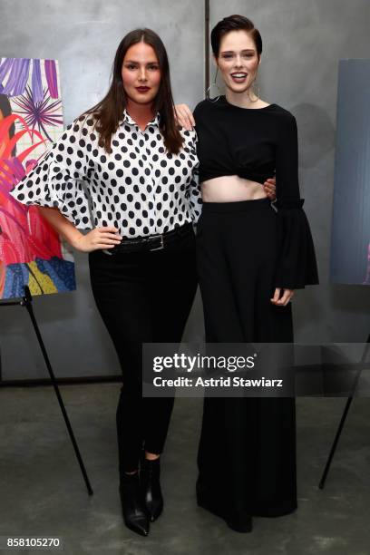 Candice Huffine and Coco Rocha attend Brad Walsh 'Antiglot' performance and album release party at Pier 59 Studioson October 5, 2017 in New York City.