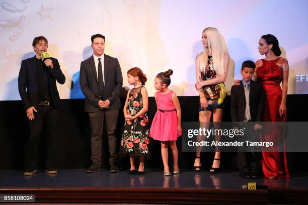 Sean Baker, Chris Bergoch, Valeria Cotto, Brooklynn Prince, Bria Vinaite, Christopher Rivera and Mela Murder are seen at the Tower Theater during...