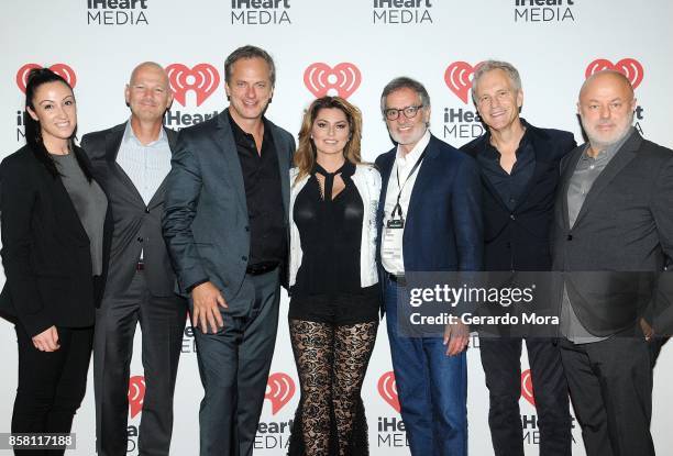 Singer Shania Twain and Bob Pittman, Chairman and CEO for iHeartMedia, Inc. Pose at a dinner party hosted by iHeartMedia during the ANA Masters of...