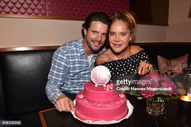 Actress Doreen Dietel, celebrating her birthday, and her partner Tobias Guttenberg during the 'Die Kulisse Restaurant Reopening Party' on October 5,...