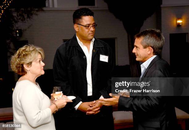 Bonnie Arnold, Josh Ciszek,Stephen Galloway,attend BBBSLA And The Hollywood Reporter's Women In Entertainment Mentor Reunion Cocktail Reception at...