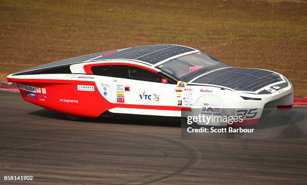 The car from Hong Kong's IVE Solar Car Team is tested on track at the Hidden Valley Motor Sport Complex before competing in the Cruiser class ahead...