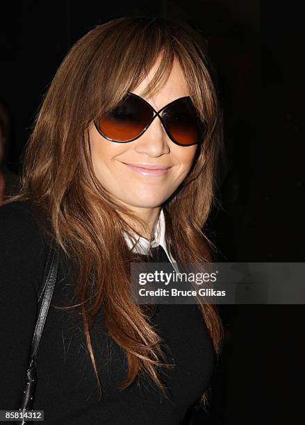 Jennifer Lopez visits "The Lion King" on Broadway at The Minskoff Theater on April 4, 2009 in New York City.