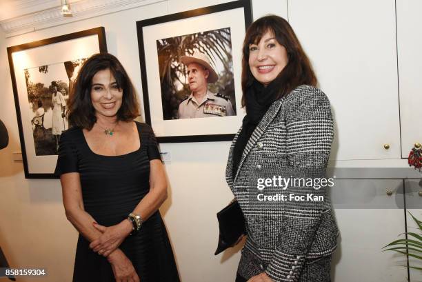 Dominique Rizzo, wife of Willy Rizzo, and Carmen Martinez Bordiu attend "La Guerre D'Indochine" By Willy Rizzo : Press Preview at Studio Willy Rizzo...