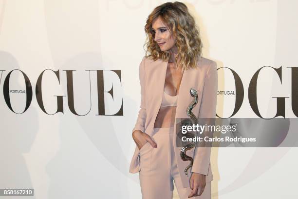 Actress Sara Prata attends the Vogue Portugal Party Photocall on October 5, 2017 in Lisbon, Portugal.