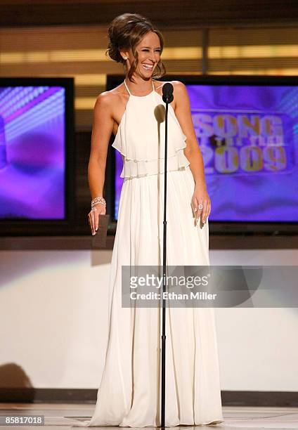 Actress Jennifer Love Hewitt speaks onstage during the 44th annual Academy Of Country Music Awards held at the MGM Grand on April 5, 2009 in Las...