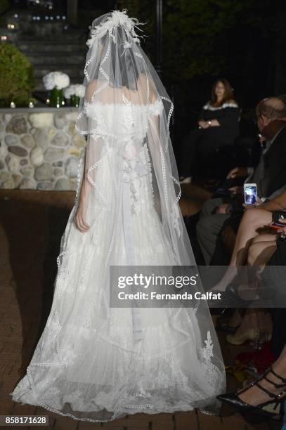 Marie Calfat Nascimento walks the Po de Arroz runway show at New York Fashion Week Bridal October 2017 at Hendrick's Tavern on October 5, 2017 in...