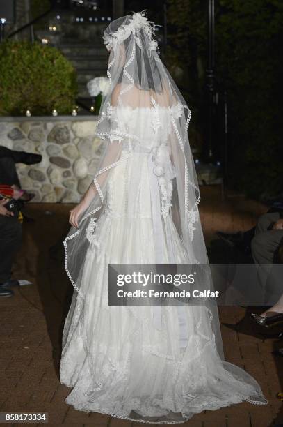 Marie Calfat Nascimento walks the Po de Arroz runway show at New York Fashion Week Bridal October 2017 at Hendrick's Tavern on October 5, 2017 in...