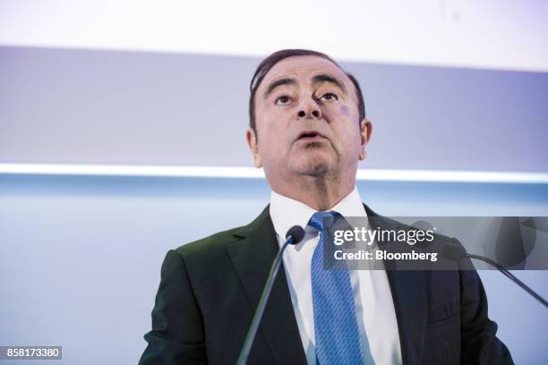 Carlos Ghosn, chairman of Renault SA, speaks during a news conference to announce the automaker's strategic plan in Paris, France, on Friday, Oct. 6,...