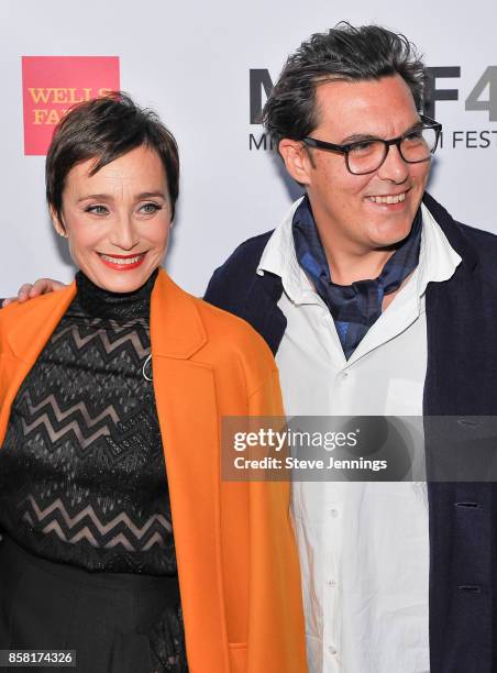 Actress Kristin Scott Thomas and Director Joe Wright from the film "Darkest Hour" attend the 40th Annual Mill Valley Film Festival at The Outdoor Art...