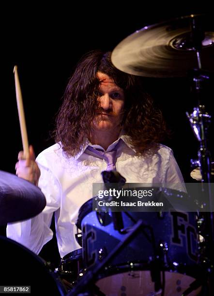 Fall Out Boy drummer Andy Hurley performs during a sold-out show at The Pearl concert theater at the Palms Casino Resort April 5, 2009 in Las Vegas,...