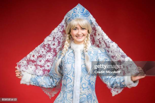 Young Woman In Costume Of Russian Snow Maiden High-Res Stock Photo