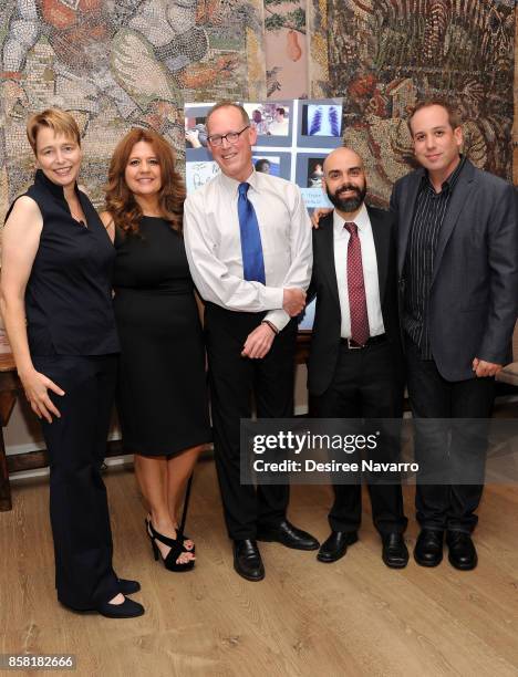 Ophelia Dahl, Cori Shepherd Stern, Dr. Paul Farmer, Pedro Kos and Kief Davidson attend 'Bending The Arc' New York Screening at the Whitby Hotel on...