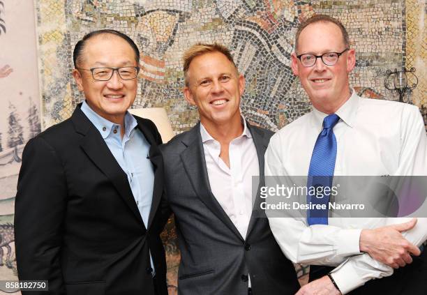 Dr. Jim Yong Kim, Mike Anders and Dr. Paul Farmer attend 'Bending The Arc' New York Screening at the Whitby Hotel on October 5, 2017 in New York City.