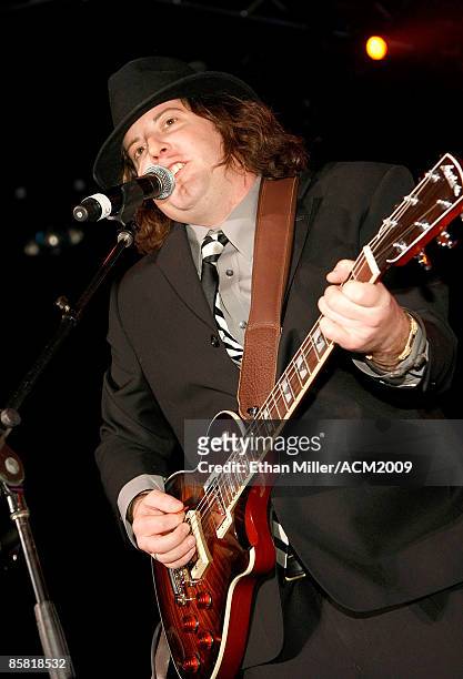 Guitarist James Young of the Eli Young Band performs during the 44th annual Academy of Country Music Awards All-Star Jam at the MGM Grand...