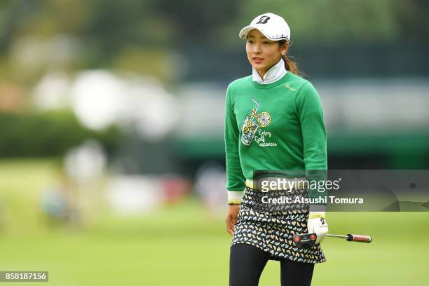 Rei Matsuda of Japan looks on during the first round of Stanley Ladies Golf Tournament at the Tomei Country Club on October 6, 2017 in Susono,...